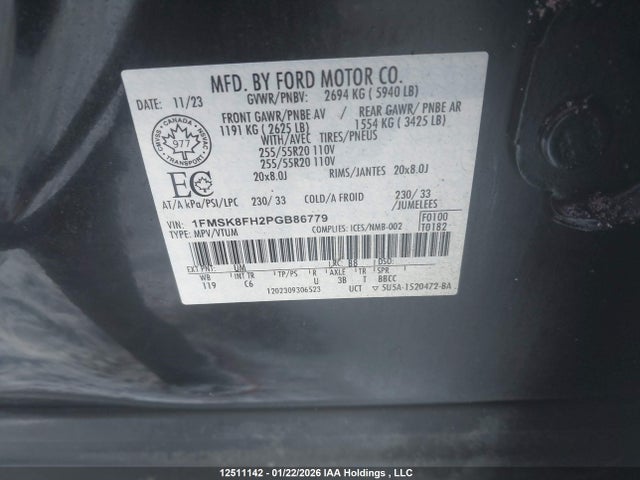 Продаж на аукціоні авто 2023 Ford Explorer, vin: 1FMSK8FH2PGB86779, номер лоту: 12511142