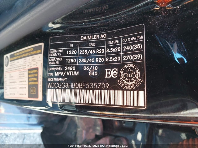 12511169 :رقم المزاد ، WDCGG8HB0BF535709 vin ، 2011 Mercedes-benz Glk 350 4matic مزاد بيع