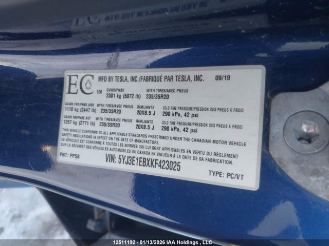 5YJ3E1EBXKF423025 Tesla MODEL 3