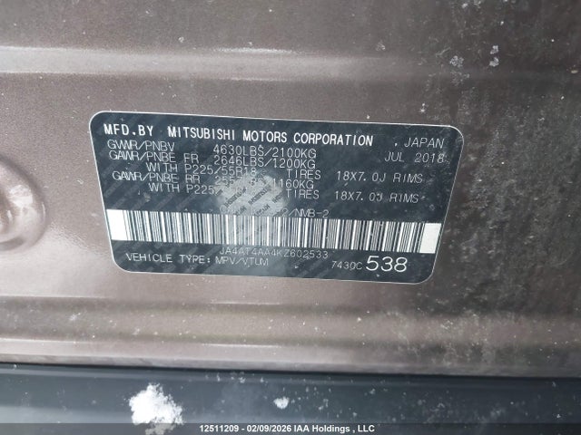 JA4AT4AA4KZ602533 Mitsubishi Eclipse Cross Gt/se