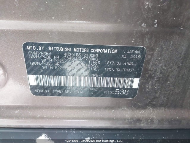 JA4AT4AA4KZ602533 Mitsubishi Eclipse Cross Gt/se