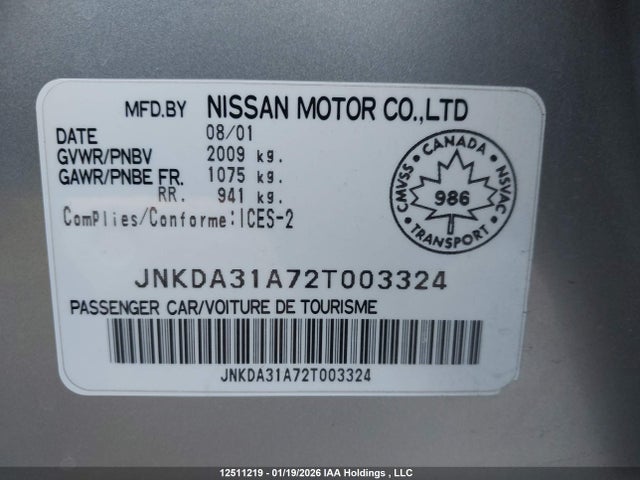 Продажа на аукционе авто 2002 Infiniti I35 Luxury/sport, vin: JNKDA31A72T003324, номер лота: 12511219