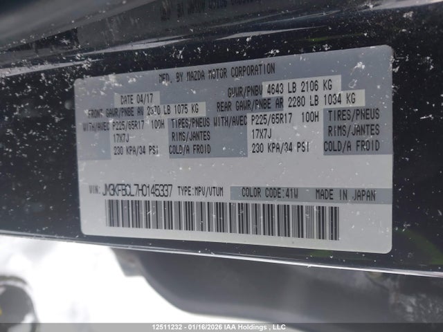 JM3KFBCL7H0145337 Mazda CX-5