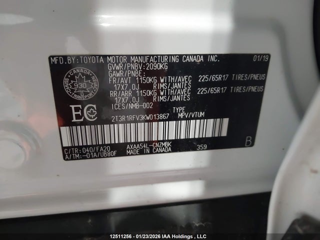 2T3R1RFV3KW013867 Toyota Rav4 Xle/xle Premium