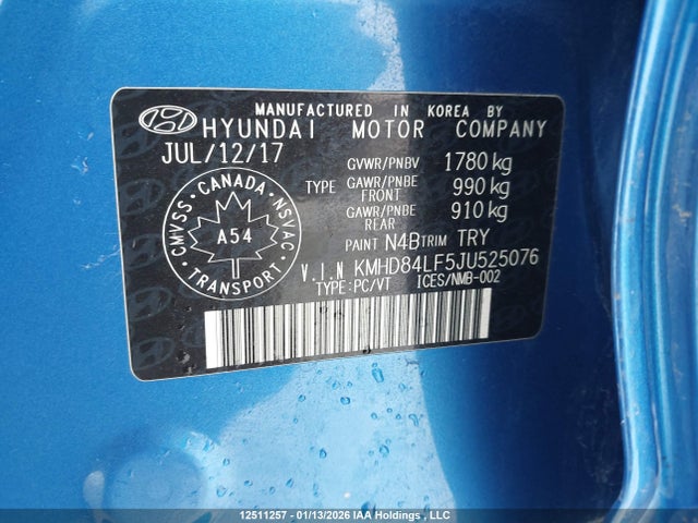 KMHD84LF5JU525076 Hyundai Elantra