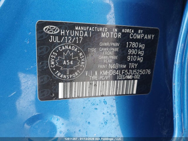 KMHD84LF5JU525076 Hyundai Elantra
