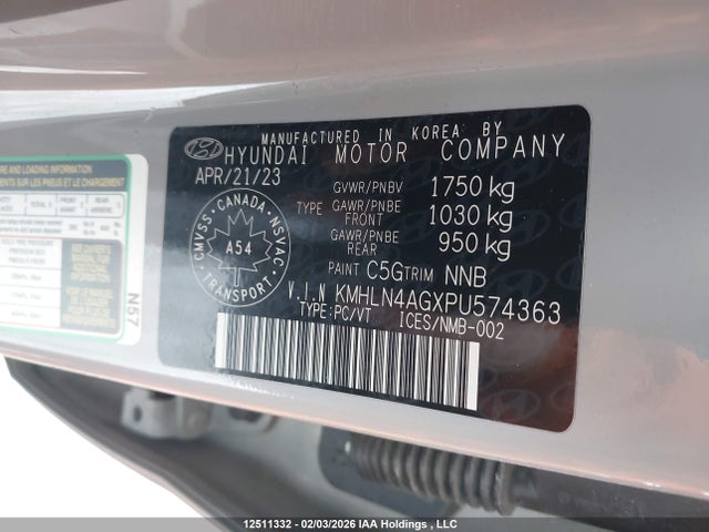 KMHLN4AGXPU574363 Hyundai ELANTRA SEL