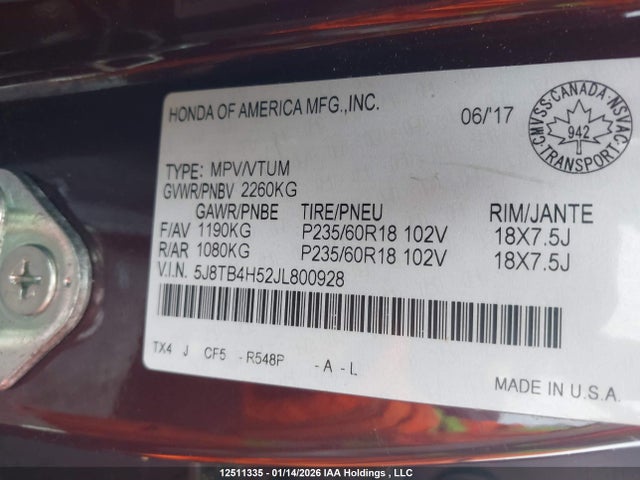 5J8TB4H52JL800928 Acura Rdx Technology