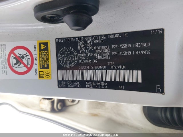 5TDDCRFH5FS008708 Toyota Highlander Hybrid Limited