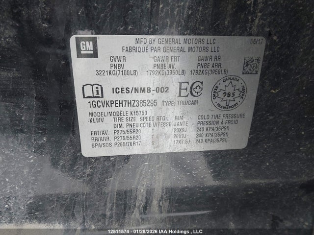 1GCVKPEH7HZ385295 Chevrolet Silverado K1500 Custom