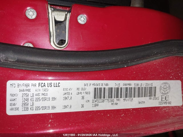 Продажа на аукционе авто 2015 Dodge Journey Sxt, vin: 3C4PDCCG8FT751503, номер лота: 12511593