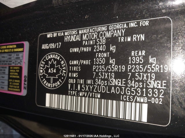 5XYZUDLA0JG531332 Hyundai Santa Fe Sport 2.0t Se