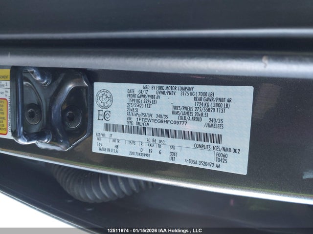 1FTEW1EG9HFC09777 Ford F150 Supercrew