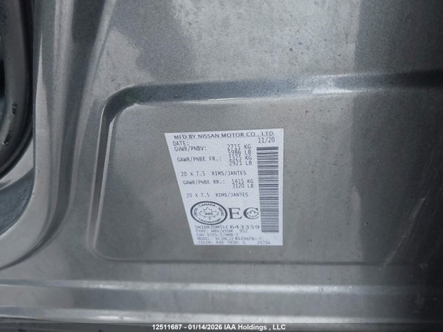 5N1DR2DM5LC643359 Nissan Pathfinder Platinum
