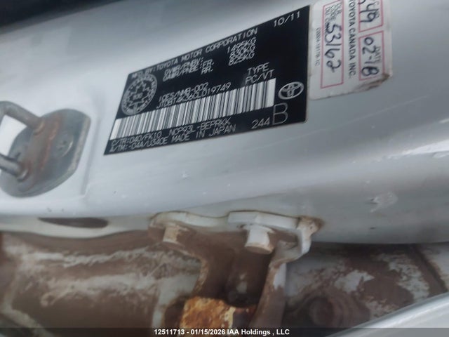 12511713 :رقم المزاد ، JTDBT4K36CL019749 vin ، 2012 Toyota Yaris مزاد بيع