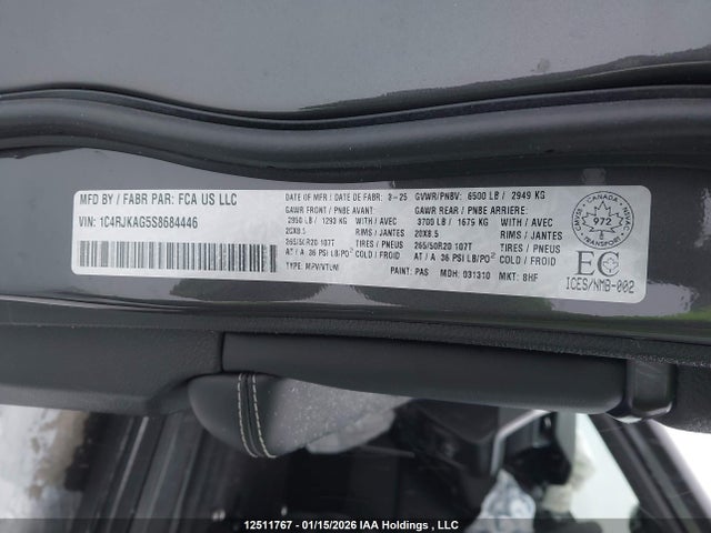 1C4RJKAG5S8684446 Jeep Grand Cherokee L Altitude