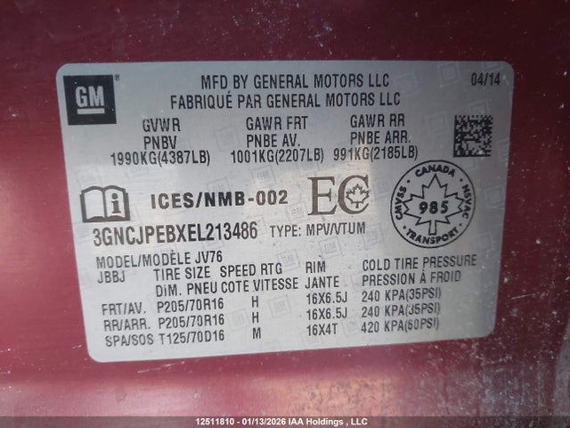 3GNCJPEBXEL213486 Chevrolet TRAX 1LT