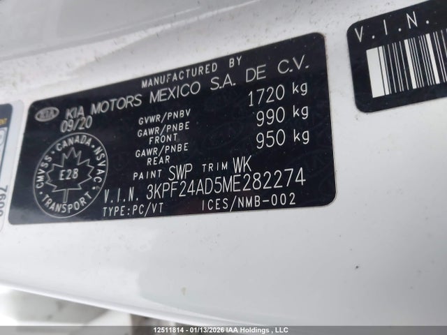 3KPF24AD5ME282274 KIA Forte Fe/lxs