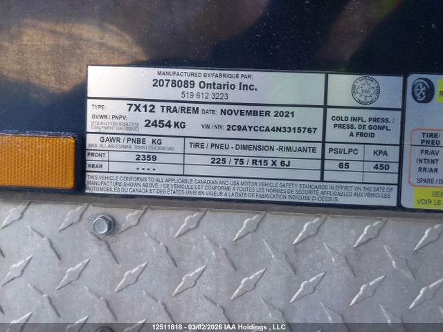 2C9AYCCA4N3315767 Atc Trailer