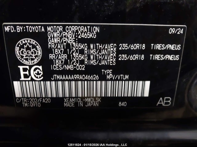JTMAAAAA9RA046626 Toyota Bz4x Xle/limited