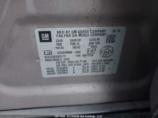 KL4CJCSB1EB751771 Buick Encore Leather