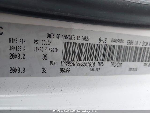 1C6RR7GT0HS501810 RAM 1500 Slt