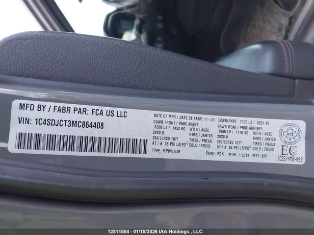 1C4SDJCT3MC864408 Dodge Durango R/t