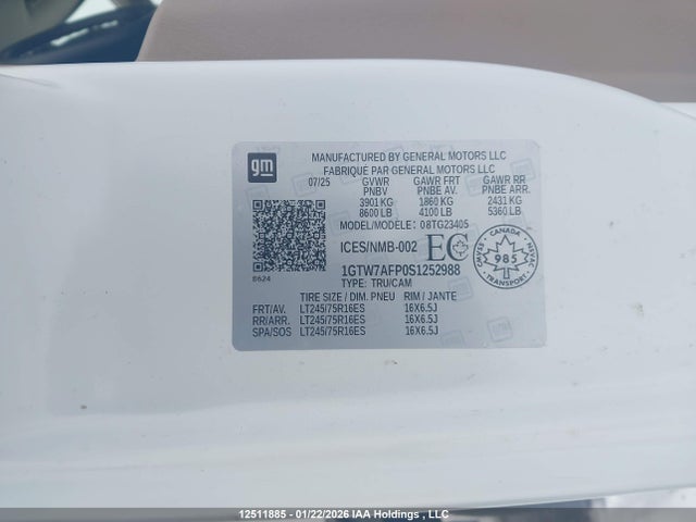1GTW7AFP0S1252988 GMC Savana 2500 Work Van