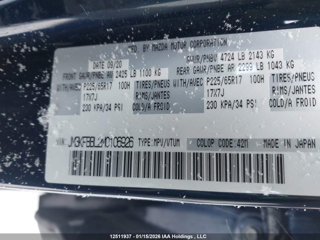 Mazda CX-5 SPORT 2021 JM3KFBBL2M0106926 Image 9