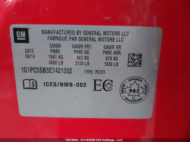 1G1PC5SB3E7421302 Chevrolet Cruze