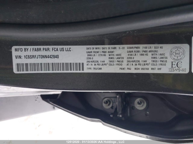 RAM 1500 Laramie 2022 1C6SRFJT0NN442840 Image 9
