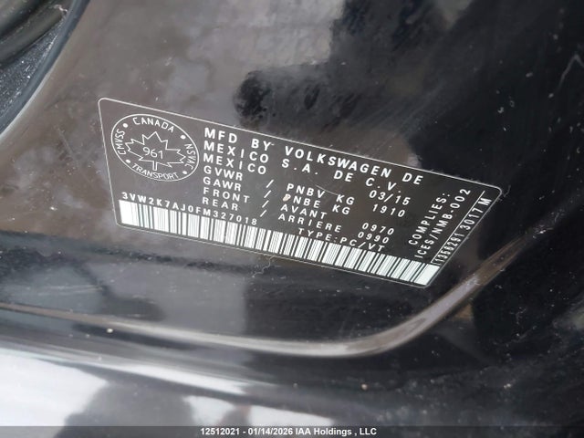 3VW2K7AJ0FM327018 Volkswagen Jetta 2.0l Trendline/2.0l Trendline+