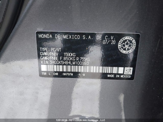 3HGGK5H84LM100993 Honda Fit