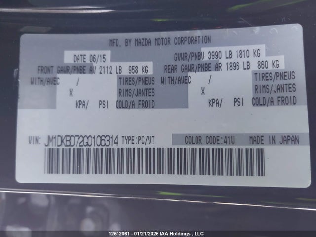JM1DKBD72G0106314 Mazda Cx-3 Gt