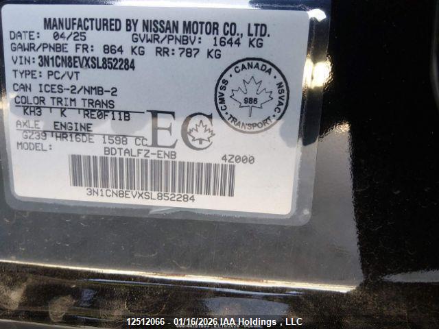 3N1CN8EVXSL852284 Nissan VERSA SV