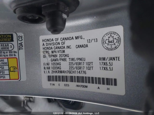 2HKRM4H76EH114776 Honda CR-V