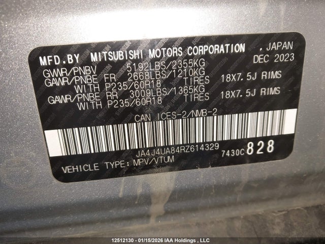 JA4J4UA84RZ614329 Mitsubishi Outlander