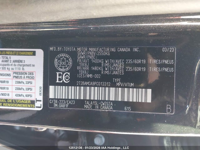 2T2BAMCA9PC013312 Lexus RX 350