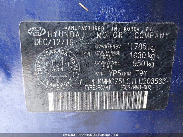 KMHC75LC1LU203533 Hyundai Ioniq Hybrid Essential