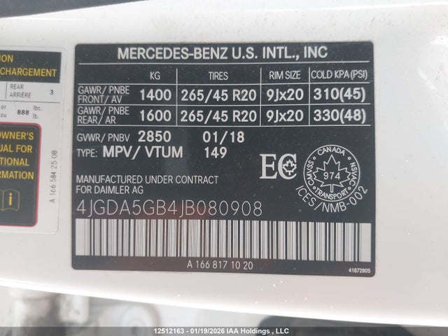 4JGDA5GB4JB080908 Mercedes-Benz Gle 400 4matic