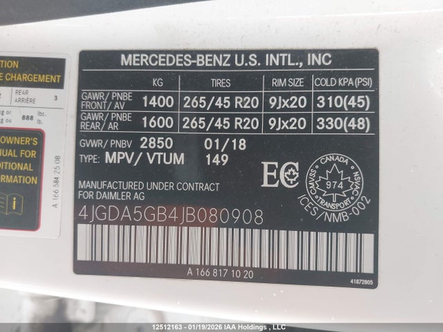 4JGDA5GB4JB080908 Mercedes-Benz Gle 400 4matic