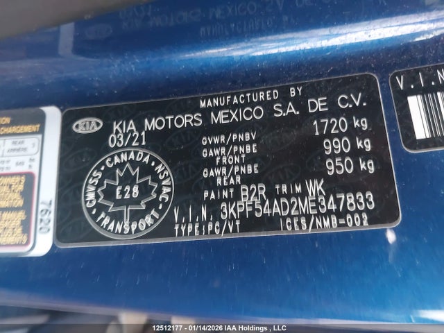 3KPF54AD2ME347833 KIA Forte Ex/ex Premium/ex+