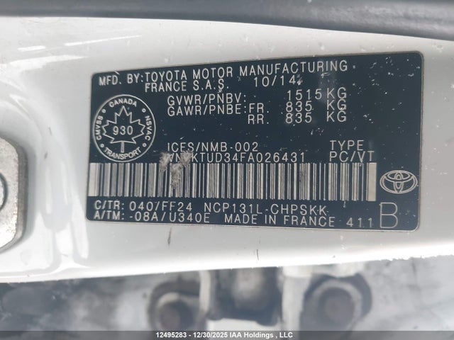 VNKKTUD34FA026431 Toyota Yaris Se