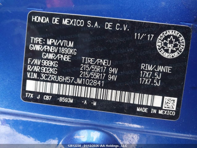 3CZRU6H57JM102841 Honda HR-V