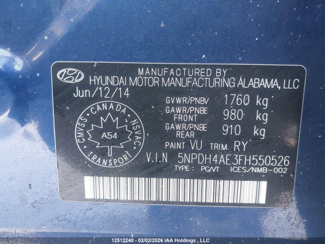 Продаж на аукціоні авто 2015 Hyundai Elantra Gl, vin: 5NPDH4AE3FH550526, номер лоту: 12512240