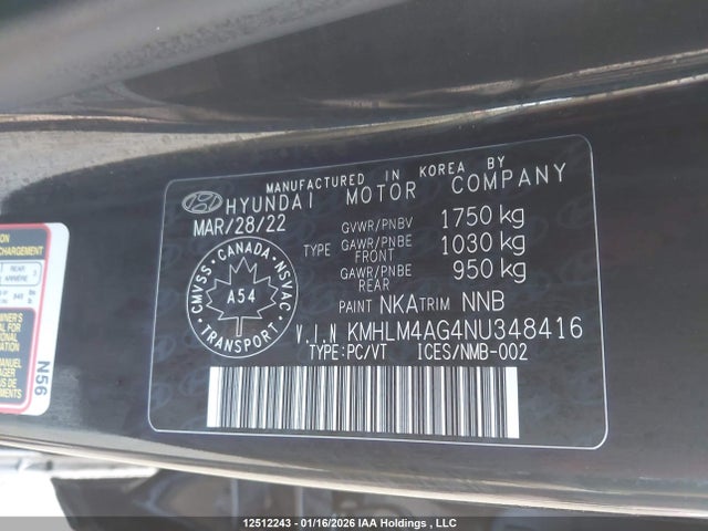 2022 Hyundai Elantra Sel მანქანა იყიდება აუქციონზე, vin: KMHLM4AG4NU348416, აუქციონის ნომერი: 12512243