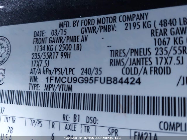 1FMCU9G95FUB84424 Ford ESCAPE SE