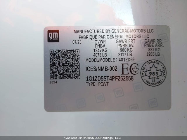 1G1ZD5ST4PF252558 Chevrolet MALIBU LT