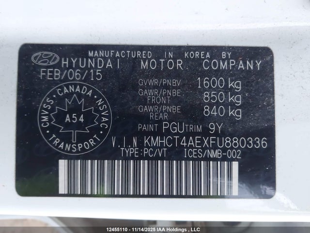 Hyundai ACCENT L 2015 KMHCT4AEXFU880336 Image 9