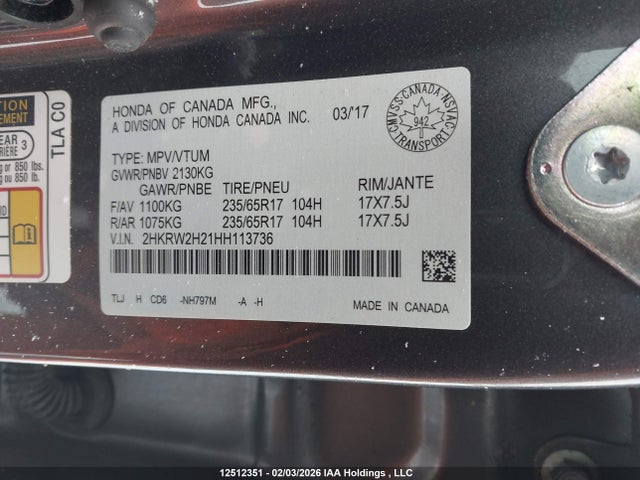 2HKRW2H21HH113736 Honda CR-V